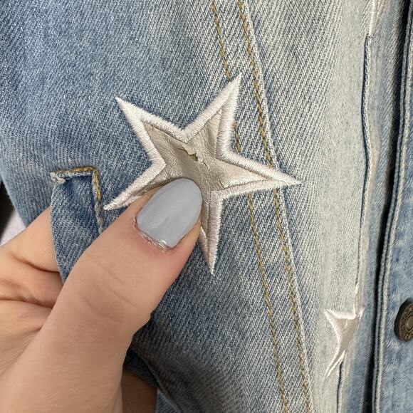 Lola + The Boys Jean Jacket Girls 14 Blue Star Leather Patched Denim Countrycore - Picture 5 of 13